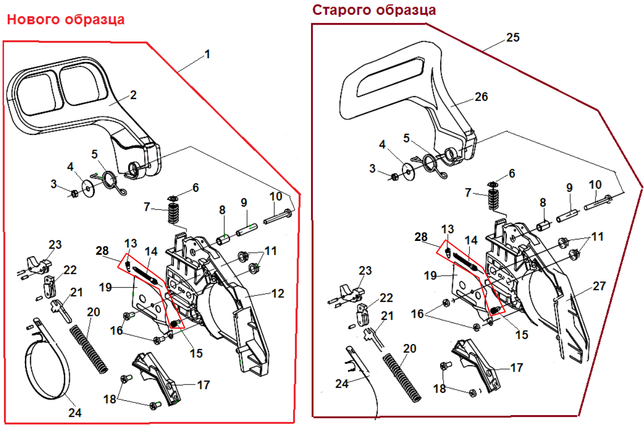 Схема бензопилы чемпион 242